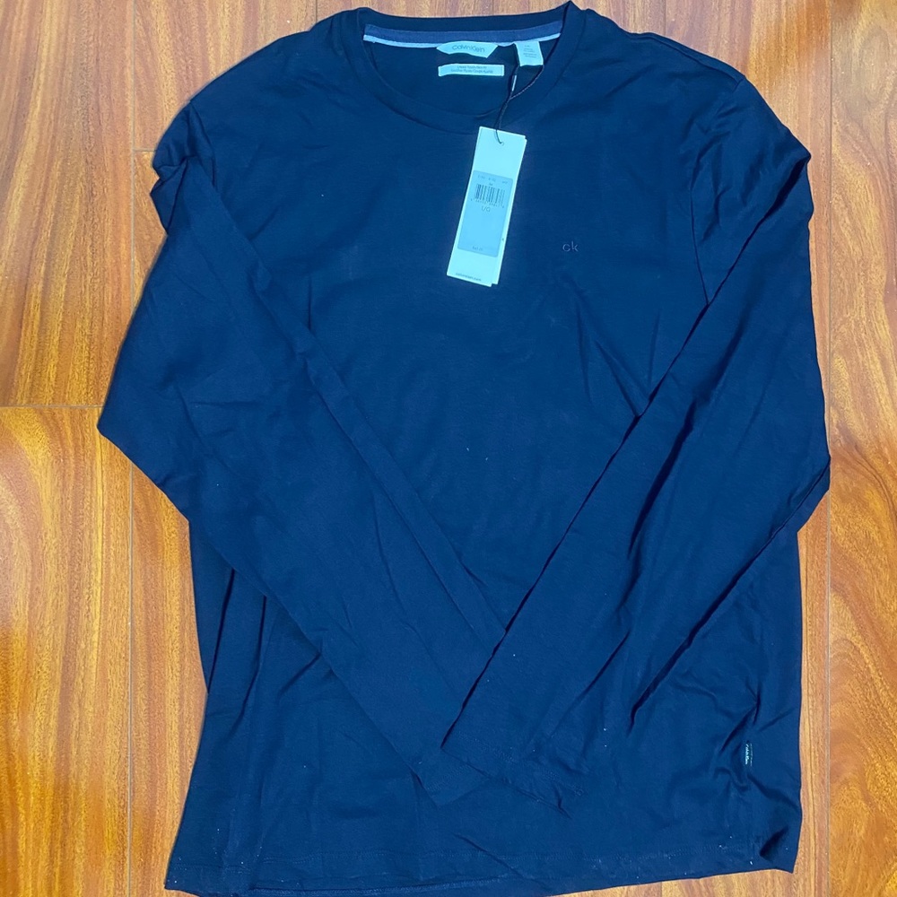 Calvin Klein Slim Fit Long Sleeve Shirt Navy Blue
